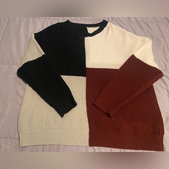 COLOR BLOCK DROP SHOULDER SWEATER - Picture 2 of 2